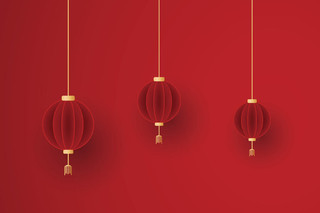 折纸风红色中国风新年喜庆灯笼矢量素材